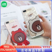 韩国Line Friends布朗熊来电闪苹果iphone8P透明防摔发光手机壳7P
