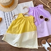 baby韩版女童休闲无袖连衣裙，0-6岁夏季女宝宝，可爱拼色圆领裙子潮b