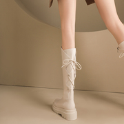 骄屿 白色长靴女2023年秋冬小个子显瘦高筒靴长筒靴骑士靴子