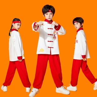儿童武术表演服装，中国风男女中小学生，运动会啦啦队舞龙打鼓演出服