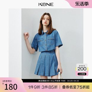 牛仔衬衫女短袖设计感上衣kbne2024夏季流行法式独特衬衣