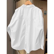 白色长袖衬衫外套女2024早春秋季设计感小众法式纯棉衬衣女款上衣