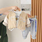 宝宝冬装套装男童加绒加厚三件套2023秋冬婴幼儿，外出服棉衣1-3岁2