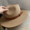 帽子男女同款草帽爵士，大檐帽夏天遮阳帽，沙滩太阳皮带情侣礼帽防晒