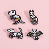 骷髅猫咪动物胸针个性卡通黑色，徽章别针配饰金属勋章包包装饰
