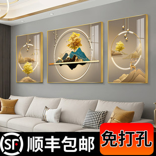客厅装饰画现代简约沙发背景墙挂画轻奢大气，墙画2022三联壁画