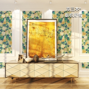 京三木 印象派风格无缝墙布 现代简约抽象线条几何电视背景墙壁画