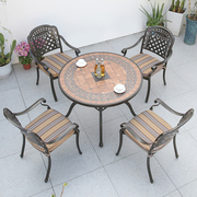 室外桌椅铸铝防水防晒网红创意休闲桌椅组合露台简约大理石餐桌椅