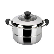 不锈钢汤锅304食品级加厚蒸锅家用小大一层单层复底双层加深