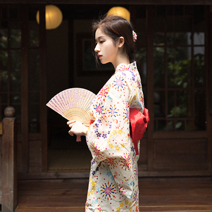 山鸟和色日式和风金鱼花火浴衣女复古少女连衣裙改良和服