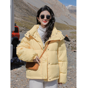 奶黄色羽绒服棉服外套，女款冬季2023年小个子，加厚短款面包服冬
