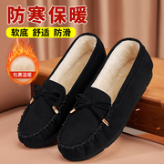 棉鞋女冬季加绒老北京布鞋2023工作黑色，秋豆豆鞋子