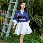 越南小众设计师HT 2021夏季欧根纱刺绣拼接显瘦连衣短裙