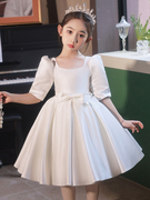 儿童白色礼服裙钢琴比赛礼服肥胖女童10岁漂亮15岁女胖穿的公主裙