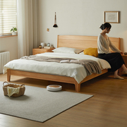 金多喜实木床1.8米1.5现代简约主卧北欧实木，双人床进口榉木大板床