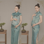 孕妇摄影服装古装影楼孕妇写真服装中国风水墨工笔画旗袍礼服