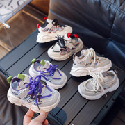 夏季儿童运动鞋2024男童镂空网鞋女童，半凉鞋小童软底透气跑鞋