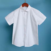 女童短袖白衬衫夏天半袖上衣纯棉中大童女孩学生校服白衬衣表演服