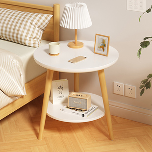 床头柜现代简约小型置物架，出租房用简易床头，桌卧室网红创意小圆桌