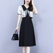 大码中国风高端套装女夏季短款印花上衣黑色吊带裙显瘦两件套