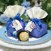 欧式创意海洋风喜糖袋伴手礼个性订制婚礼糖果包装盒海军蓝