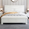 实木床1.8米白色橡木双人床主卧1.5米单人现代简约压纹抽屉储物床