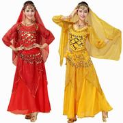 肚皮舞服装成人印度舞演出服大码肚皮舞，练习服长袖亮点裙套装
