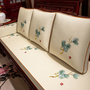 中式沙发坐垫红木家具沙发垫，子实木罗汉床垫五件套带靠背座垫定制