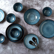 陶瓷盘菜盘家用日式复古网红创意个性餐盘饭碗汤碗组合微波炉餐具