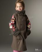 高端定制欧美大牌秋冬装童装儿童，双排扣羊毛呢外套女童呢子大衣