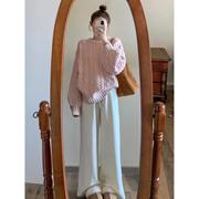 solenelara深秋冬女装高级感韩剧女主穿搭配一整套粉色毛衣休闲裤