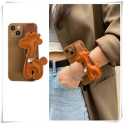 长颈鹿手腕带适用苹果14手机壳15/13Pro max纯色iPhone12软壳女款
