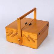 复式提把盒子抽屉式收纳柜，实木桌面整理盒多层储物柜多功能工具箱