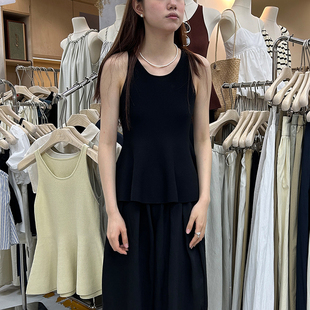 十三行女装2024夏款韩系小众设计感吊带背心叠穿内搭裙摆上衣女