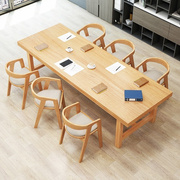 北欧实木大型会议桌，长桌长方形办公桌接待洽谈桌椅，组合餐桌工作台