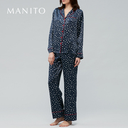 MANITO/曼尼陀Polka Dots真丝睡衣桑蚕丝家居服套装早春