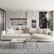 北欧布艺三四人沙发意式简约客厅大小户型异形科技，布转角(布转角)直排沙发