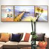 地中海油画带框餐桌墙上的家庭装饰画，小尺寸挂画大海风景画客厅3d