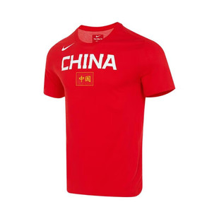Nike耐克中国红色短袖男2024年篮球速干运动T恤透气休闲装BQ3729