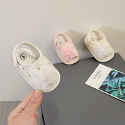 婴儿凉鞋3-6-12个月软底，透气防滑蕾丝，绣花镂空1岁男女宝宝学步鞋