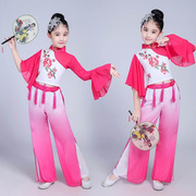 儿童古典舞演出服中国秧女风童清新淡雅扇子舞伞舞民族歌蹈l