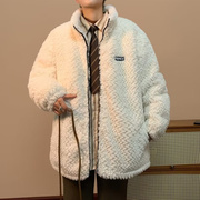 羊羔毛外套(毛外套)男款，冬季2023美式棉服，加绒加厚袄子保暖高级感棉衣