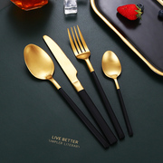 GTAWRE创意葡萄牙土豪金西餐餐具不锈钢304材料叉勺三件套单品