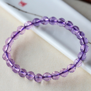 纯天然紫水晶手链女款紫晶切面，手串单圈紫色水晶石圆珠子手链
