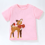 女童圆点短袖t恤宝宝纯棉夏装，婴幼儿小鹿半袖上衣儿童打底体恤衫8