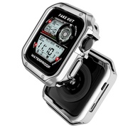 applewatch防摔保护壳套苹果手表iwatch65代se43软硅胶透明边框44424038mm配件不锈钢表带套装