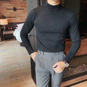 半高领毛衣男士春季韩版修身中领线衫英伦，休闲帅气百搭针织打底衫