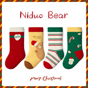 尼多熊2023儿童袜子冬加厚加绒毛圈袜保暖婴儿，中筒袜秋冬季圣诞袜