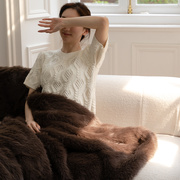 定制仿皮草长毛毯被冬天加厚办公室午睡高端轻奢高级沙发盖毯珊瑚
