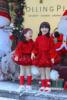 女童秋冬酒红tutu裙上衣毛球球套头毛衣儿童，凸凸裙新年圣诞节套装